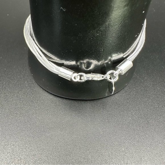 925 Sterling Silver Plated Five-Strand Heart Charm Bracelet – Adjustable - Picture 14 of 17